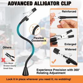 Drdefi Magnetic Helping Hands Soldering Third Hand, Drdefi Soldering Station with Alligator Clips PCB Circuit Board Holder Tool 4 Gooseneck Arms Non-Slip Base for Electronics Repair Jewelry Hobby