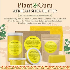 Plant Guru African Shea Butter Raw Unrefined Grade A 100% Pure Natural Gold/Yellow 16 oz. DIY Body Butters, Lotion, Cream, lip Balm & Soap Making Supp