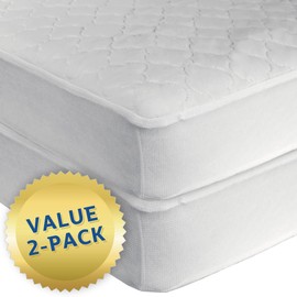 Sealy Baby SecureStay 2-Pack Waterproof Fitted Toddler Bed & Baby Crib Mattress Pad Topper, Waterproof Crib Mattress Protector, Noiseless, Machine Washable and Dryer Friendly, 52" x 28"- White