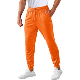 MAGCOMSEN Men's Gym Workout Pants Athletic Sweatpants with Pockets Breathable Work Pants for Men Summer Casual Pants Golf Pants Orange 32