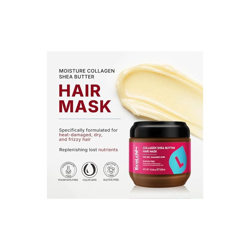 Mascarilla de colágeno de manteca de karité para el cabello,