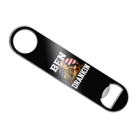 Graphics & More Ben Franklin Drankin Stainless Steel Vinyl Covered Flat Bartender Speed Bar Bottle Opener