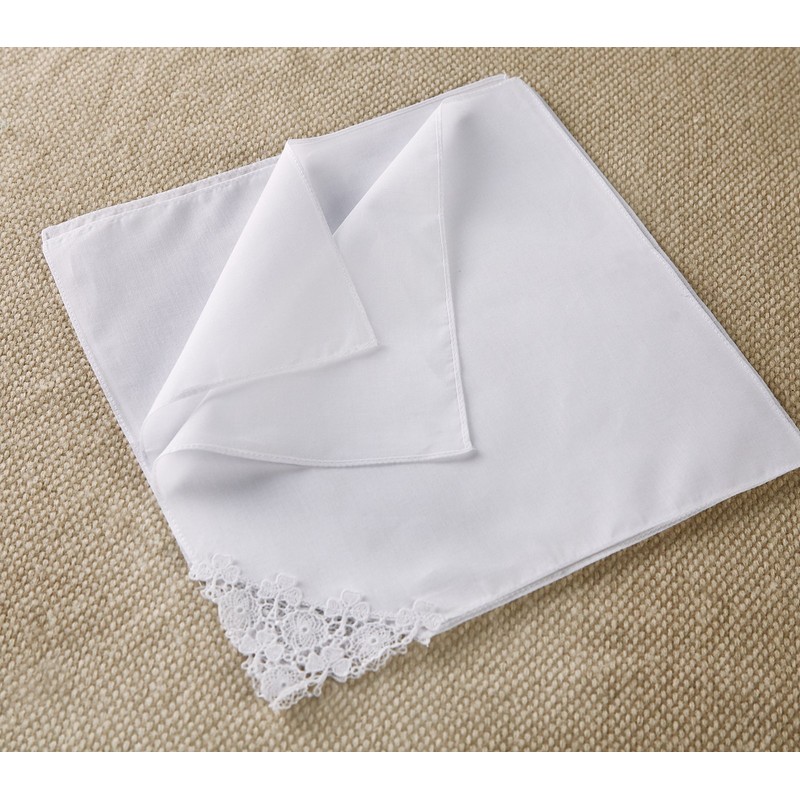 White Bridal Wedding Handkerchief, Crochet Lace,Cotton (6 pieces)