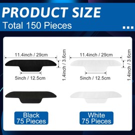 Therwen 150 Pieces Absorbent Golf Hat Sweat Liner Absorbing Disposable Hat Liner Prevents Stains and Odor Self Adhesive Hat Sweat Protector for Hardhat Helmet Headwear Sweatband, Black, White