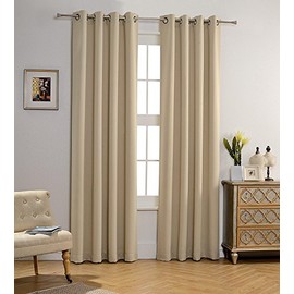 MYSKY HOME Blackout Curtain for Bedroom, Grommet Room Darkening Curtain, Amazing Triple Weave Thermal Insulated Curtain, 1 Curtain Panel ( 52 x 84 Inch, Beige )