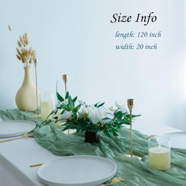 2 Pack Gauze Table Runner - 10FT Cheesecloth Table Runners Bulk for Baby Shower,Wedding Decor,Gender Reveal,Birthday Party,Boho Decorations (Sage Green, 2 Pack-10FT)