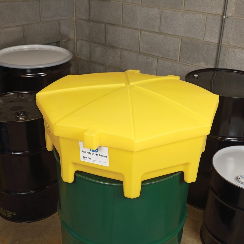 PIG Poly Drum Funnel | Hinged Lid | for 55