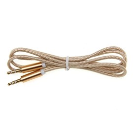 Aux Cable 3.5mm, Mini jack to Mini jack Nylon Braided Headphone Aux to Aux cord Leads for Car, Stereo jack Cables Compatible with Earphone Car Speaker Amp Soundbar TV PC Laptop MP3 Player (Gold)