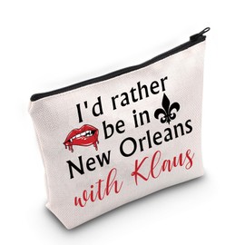 PWHAOO Originals Vampire Inspired Gift I’d Rather Be in New Orleans with Klaus Makeup Bag Klaus Mikaelson Fan Cosmetic Bag Team Klaus Gift (with Klaus C)