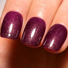 Esmalte de uñas en gel morado con purpurina y dorado intenso, 16 ml, esmalte de uñas en gel morado con purpurina y dorado intenso, con protección