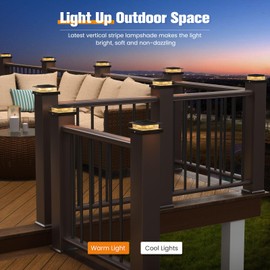 Post Cap Lights 16pack, 4x4 Deck Fence Post Solar Lights Outdoor with Warm White Lighting,Black Waterproof Solar Post Lights for Vinyl/Wood Posts to Decorate Fence, Deck,Garden, Patio