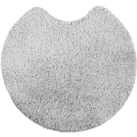 San-Luna Fluffy Toilet Mat, 21.7 x 23.6 inches (55 x 60 cm), Marshmallow, Gray, Washable, Made in Japan, Water Absorbent, Quick Drying, Antibacterial, Odor Resistant, Cute, Simple, Thick, Round,
