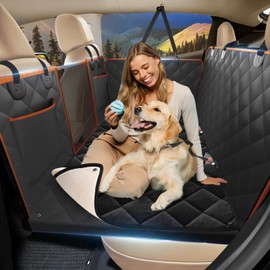 2025 Upgraded Back Seat Extender for Dogs with Soft Blanket, Dog Car Seat Cover for Back Seat Holds 420lbs, Hard Bottom Backseat Cover for Dogs, Waterproof Dog Hammock for Car, SUV, Truck, Black