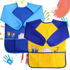 1 Piece Painting Apron Children Painting Coat 8-10 Years Girls/Boy Craft Apron Children with Sleeves and 3 Pockets Painting Apron Children Fabric for School Art Painting Cooking Food Laboratory