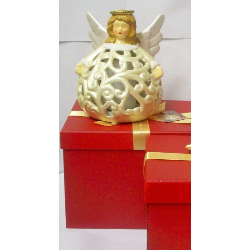 Home Reflections QVC Christmas Decor Porcelain ANGEL Luminary with Flameless