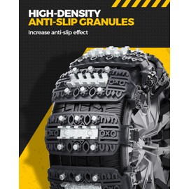 KYX Tire Chains for Car/SUV/Pickup Truks, Adjustable Universal Emergency Snow Chains for Tire, 8.7-11.1 inch, Small, 6 Pcs