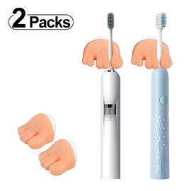 Self-Adhesive Toe Head Toothbrush Holder Organizer, Stick on Bathrooms Wall/Mirrors, Cute Modern Foot Toe Shaped Silicone to Storage Bulk Toothbrush for Individual Hygienic (2 Packs)