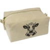 'Funny Dairy Cow' Canvas Wash Bag/Makeup Case (CS00044187)