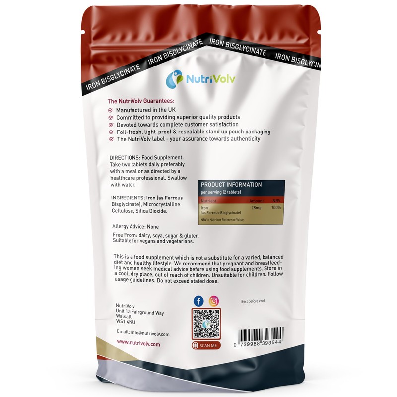 Iron Bisglycinate 28mg | 400 Tablets (6+ Months Supply) |