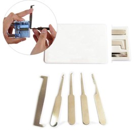 YQLEISHI Powerful Locksmith's Combination Suitable for Locksmith Beginners and Locksmith Lovers(Silver Single Hook and Blue Padlock)