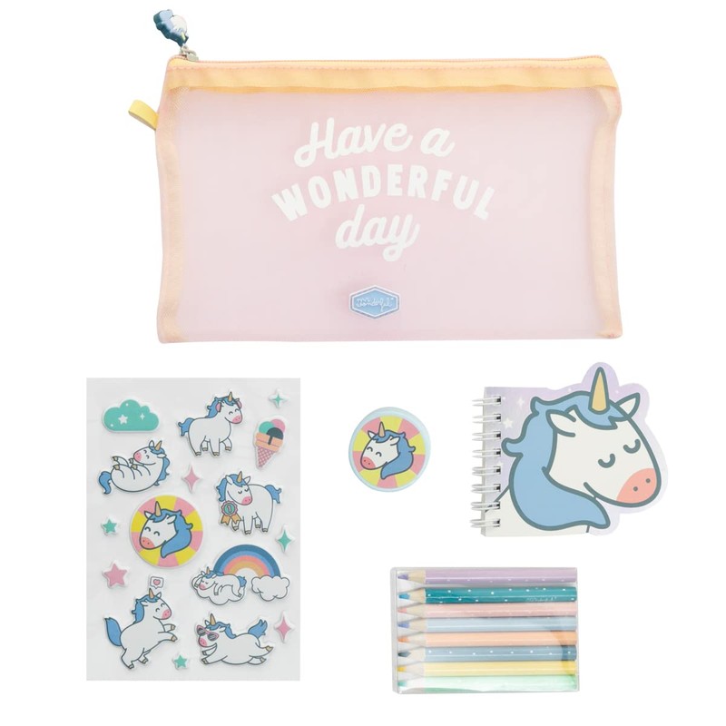 Pencil Case with Unicorn Extras - Have a Wonderful Day