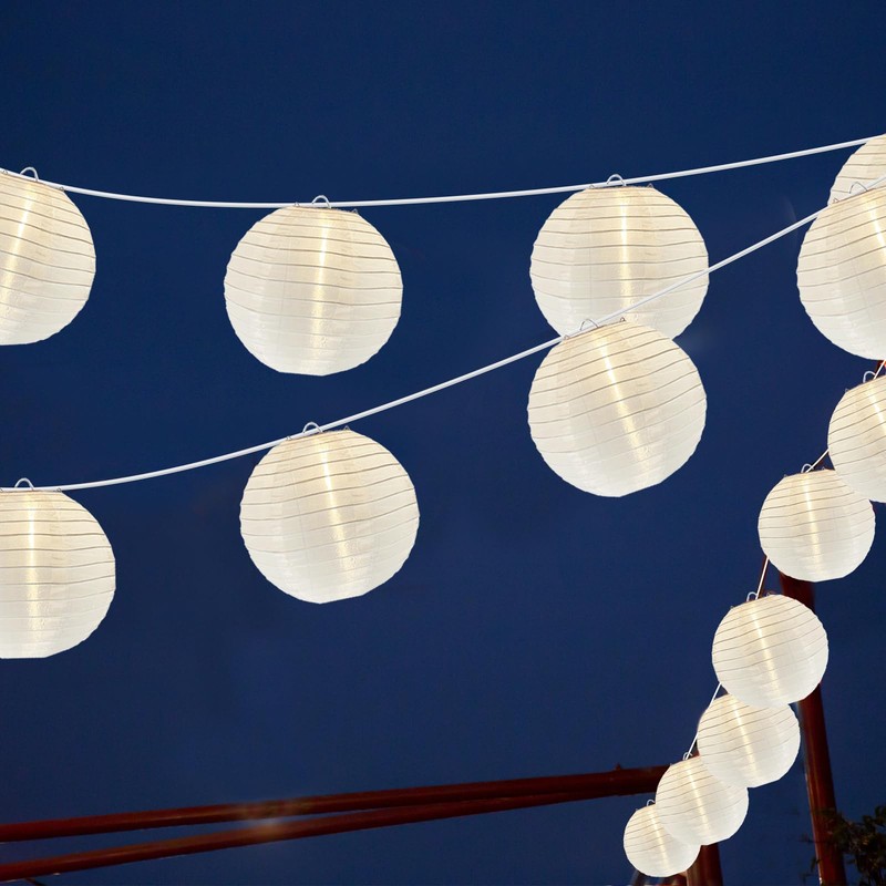 Pallerina 25Ft White Lantern String Lights with 10pcs G40 LED