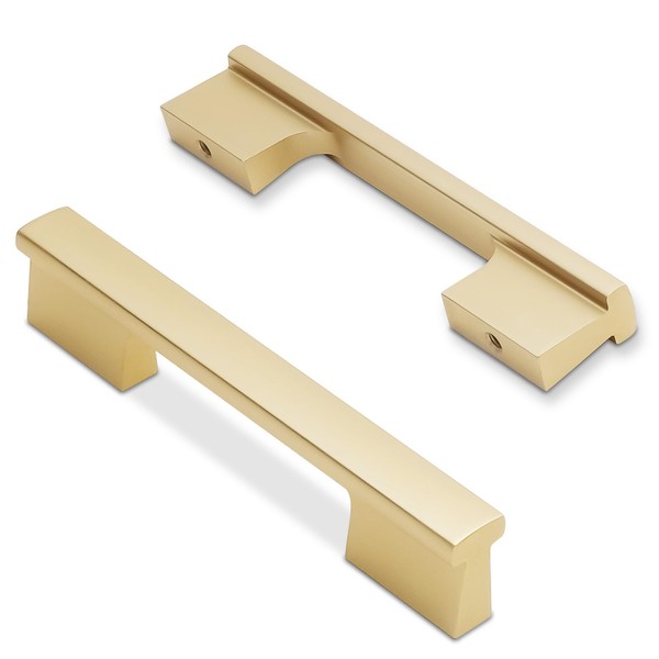 BUKOBYHE 10 Pack 3-3/4 Inch Brushed Gold Kitchen Cabinet Handles