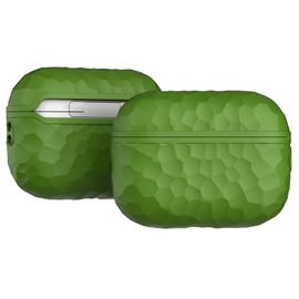 Airpods Pro 2 Case Imitation Hammered Texture Design Airpods Pro 2nd Generation Full Protective Silicone Case Military Grade Shockproof Supports Wireless Charging (Green)