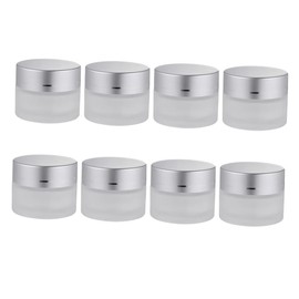 VICASKY 5G Frosted Glass Cream Jars 8-Pack Small Cosmetic Containers for Cream Samples Refillable Storage Pots Airtight Lids for Travel and Home Use