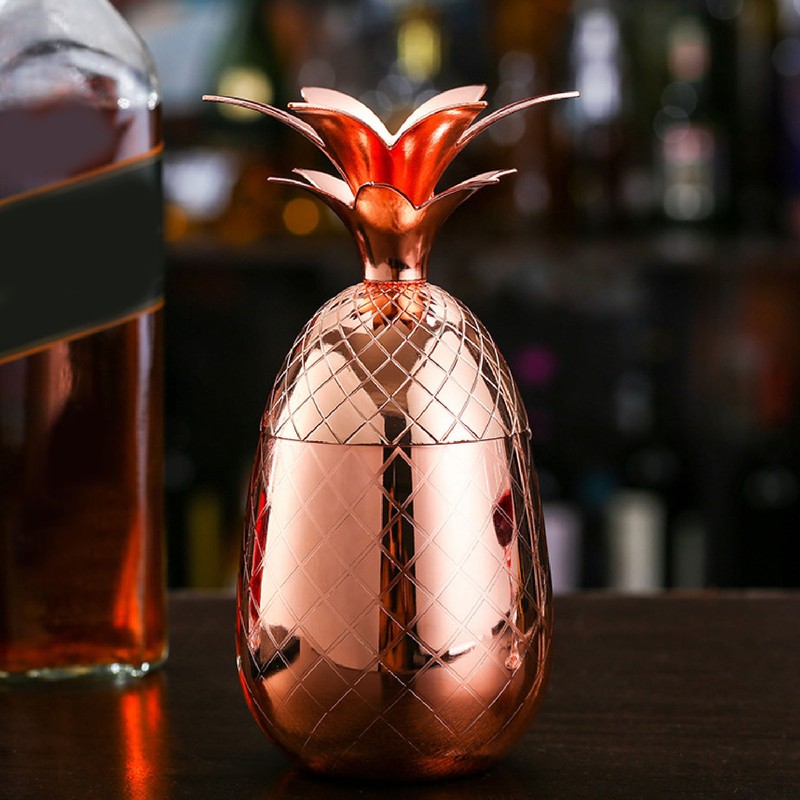 Cocktail Shaker Pineapple Shape Stainless Steel Polished Smooth Surface 500ml