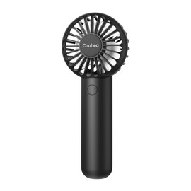 Coohea Mini Handheld Fan, Small Cute Design, 3 Powerful Speeds, USB Rechargeable Battery Operated, Personal Portable Fan with Base & Lanyard, for Eyelash Makeup Travel Beach Office Desk, Black