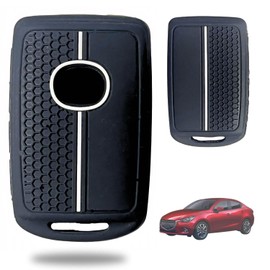 Genérico Funda de Silicona para Llave Mazda 2, 3, 6, Mazda CX-30, Mazda MX-30, Mazda CX-9, Mazda CX-5, Mazda CX-8 y Mazda MX-5 4 Botones. Protector Carcasa para Llaves Accesorios (1, Blanco)