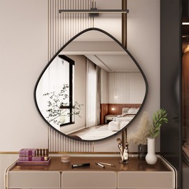 CHARMOR 30x30 Irregular Wall Mirror, Black Framed Bathroom Mirror, Wall Decor Mirror for Living Room Bedroom Entryway Corridor