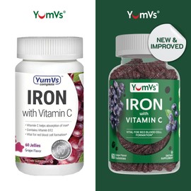 Iron Gummies Supplement with Vitamin C – 10 mg Iron Supplement – Great-Tasting Gummies Grape Flavor – Supports Immune Health & Helps with Iron Deficiency – Vegan, Kosher, Non-GMO – 60 Count