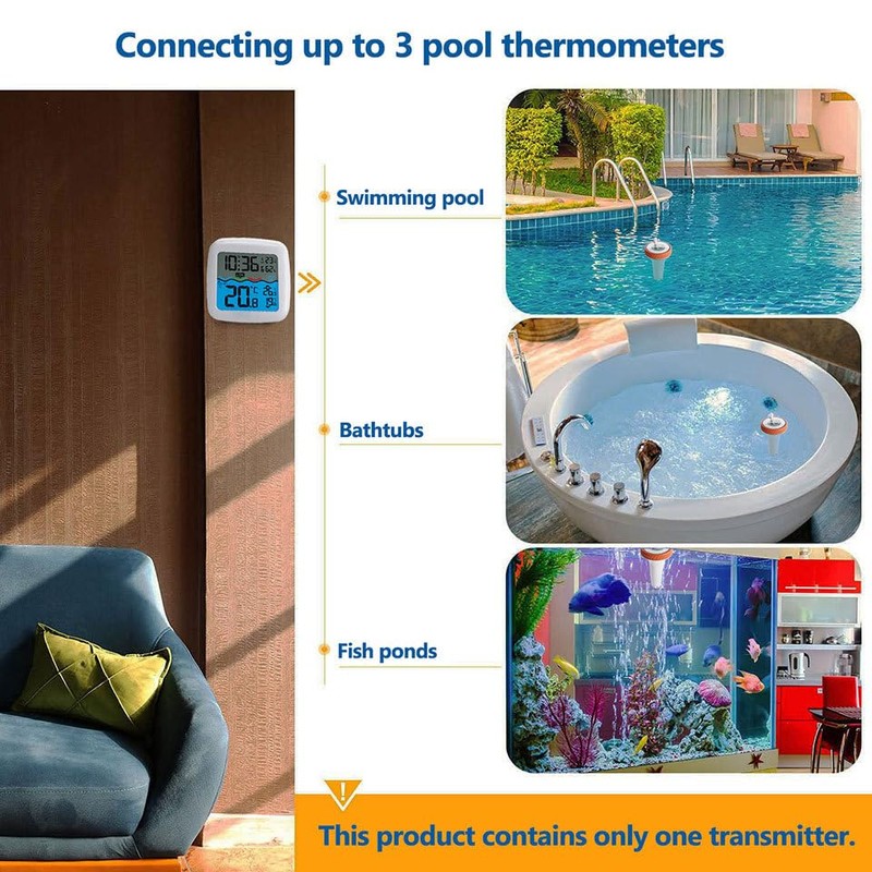 Digital Pool Thermometer, Floating Easy Read, Large Size Water Thermometer