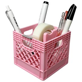 Infmetry Milk Crate Tape Dispenser & Pen Holder - Cute Desk Organizer Office Supplies for Teachers Coworkers, Fun Storage for Tape & Pens, Stylish Workspace Accessory