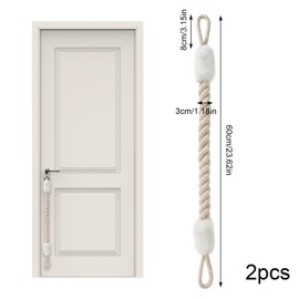2PCS Anti-Collision Door Handles Rope Pet Teeth Protection Rope Buffer Doorstop Rope Soft for Bedroom Door Balcony Door, Doorstop Rope (White)