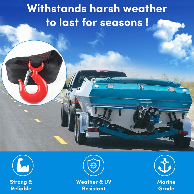 Boat Winch Strap with Hook,Boat Trailer Winch Strap 2 inch