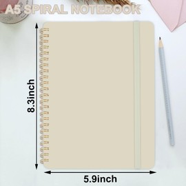 Utron Spiral Notebook For Women & Men, 2PCS Spiral Journal Notebooks, 5.9 x 8.3” College Ruled Notebook For Work Notes, Journal Writing, And Daily Life Entries (Beige)