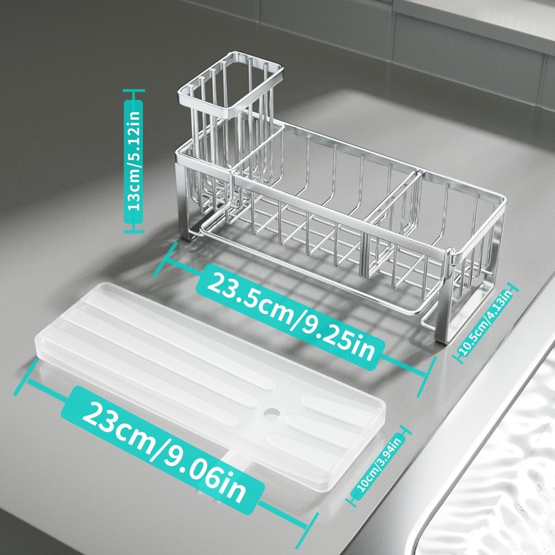 HapiRm Sponge Holder for Kitchen Sink - Self-draining Sink Caddy