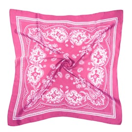 DOOBO 1 Pcs 27.5 Inches Satin Head Scarf Hair Scarf Silk Head Scarf Silk Bandana Silk Hair Wrap Neck Scarf Square Scarf for Women Girls(Hot Pink)