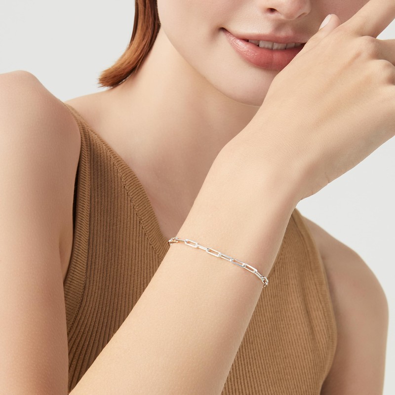 Miabella Solid 925 Sterling Silver Italian 3mm Paperclip Link Chain