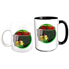 ValxArt Old Nick Adult Drink Recipe on Large Black handle 15 oz Cup + White 11 oz Cup