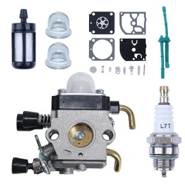 Mtanlo Carburettor for Stihl FS38 HS45 FS55 HS45 Lawnmower with ZAMARB-99 Repair Kit for Carburettor L7T/BPMR7A Spark Plug MS180 Fuel Filter K45 Oil Bubbles