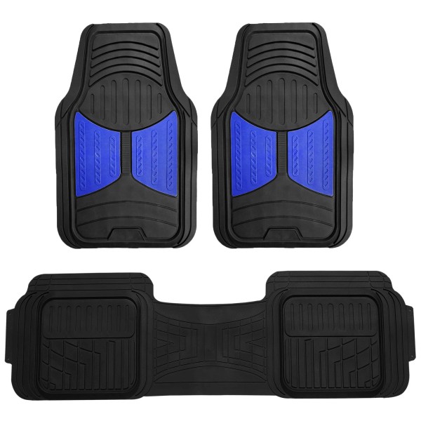 FH Group Blue Black Floor Mats 3pcs Set Heavy Duty