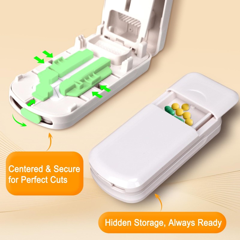 Pill Cutter for Small Pills, Tablet Splitter with Storage, Pill