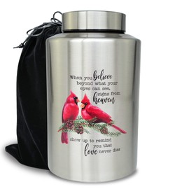 220 lbs Large Cremation Urn for Adult Human Ashes, Funeral Decorative Memorial Keepsake Urn for Male Female Man Women Couple Dad Mom Remains(Cardinal)