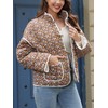 Muchpow Quilted Puffer Jacket for women Floral Printed Lightweight Cropped
