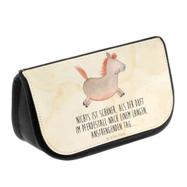 Mr. & Mrs. Panda Horse Jumping Cosmetic Bag, brown, Hand Drawn