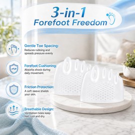 2pair Alignura 3 in 1 Pro Toe Straighteners, Silicone Toe Separators, Bunion Corrector Hammer Straighteners Spacers for Women Men Gel Toe Separators, Breathable and Lightweight Yoga Running Travel